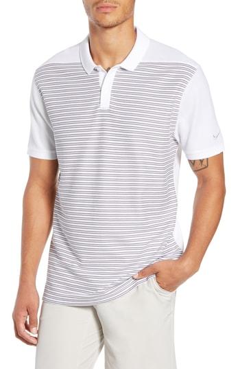 Men's Nike Dry Stripe Pique Polo - White