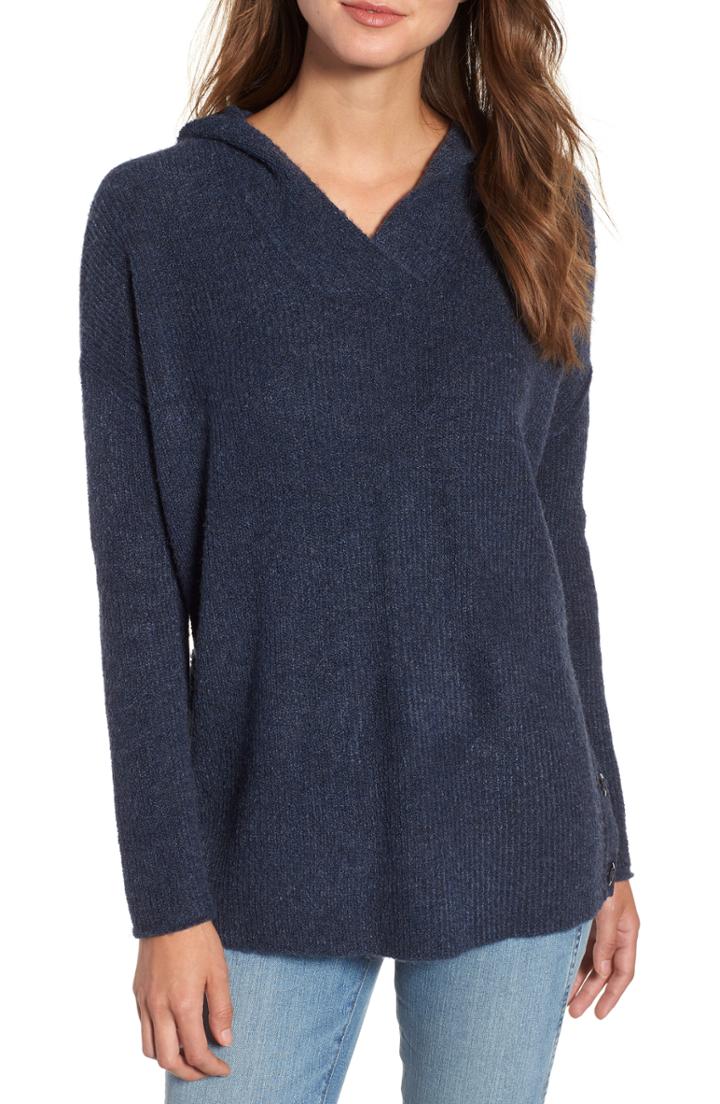 Women's Caslon Side Button Hooded Sweater
