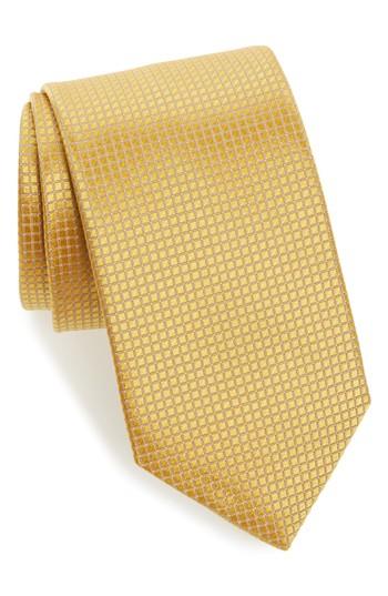 Men's David Donahue Grid Silk Tie, Size - Yellow