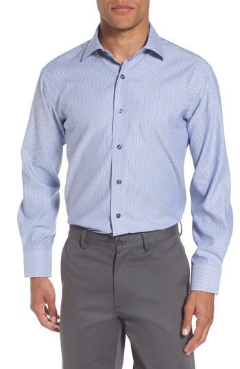 Men's Lorenzo Uomo Trim Fit Geometric Dress Shirt - 34/35 - Blue
