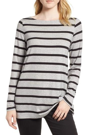 Women's Eileen Fisher Stripe Stretch Tencel Top - Grey