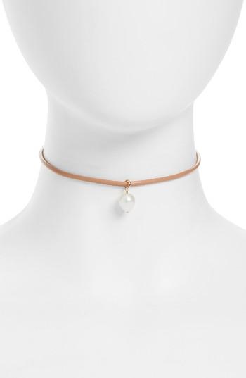 Women's Mizuki Leather & Pearl Choker