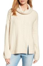 Women's Caslon Cabled Cowl Neck Pullover - Beige