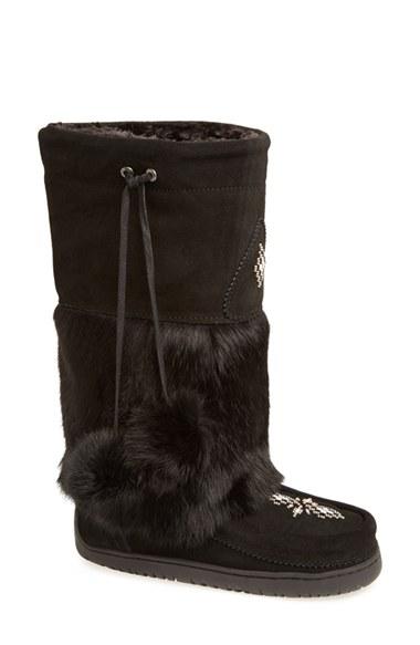 Women's Manitobah Mukluks 'snowy Owl' Genuine Fur & Suede Mukluk M - Black