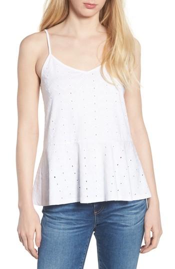 Women's Hinge Eyelet Peplum Camisole - White