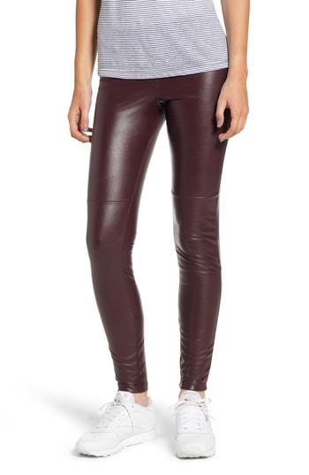 Women's Hue Faux Leather Leggings - Brown