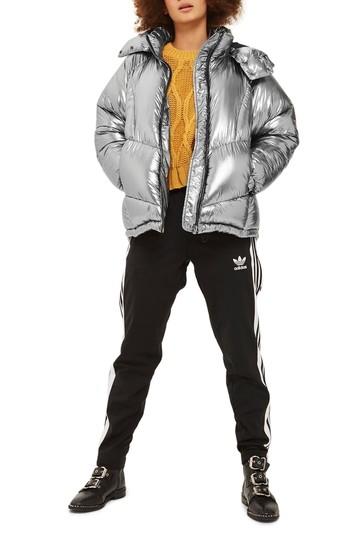 Women's Topshop Kubo Metallic Puffer Jacket Us (fits Like 0-2) - Metallic