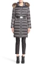 Women's Moncler Tinuviel Belted Down Puffer Coat With Removable Genuine Fox Fur Trim