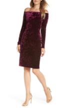 Women's Eliza J Off The Shoulder Velvet Sheath Dress - Purple