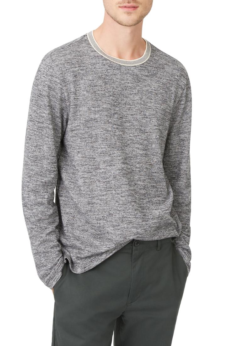 Men's Club Monaco Marled Cotton Crewneck Shirt - Black