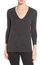 Women's Halogen V-neck Cashmere Sweater - Grey