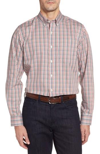 Men's Cutter & Buck Baxter Epic Easy Care Classic Fit Plaid Sport Shirt, Size - Red