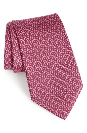 Men's Salvatore Ferragamo Fioco Print Silk Tie, Size - Purple
