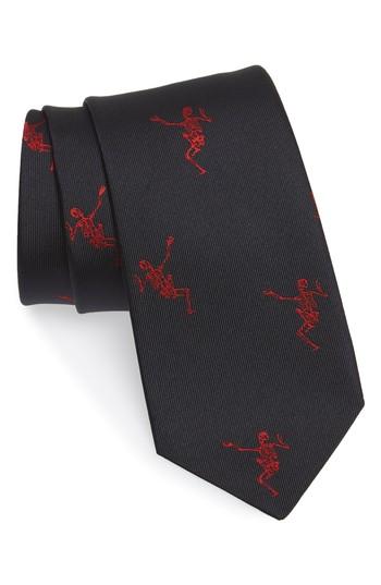 Men's Alexander Mcqueen Dancing Skeleton Silk Tie, Size - Blue