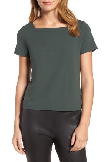 Women's Eileen Fisher Square Neck Jersey Top, Size - Burgundy