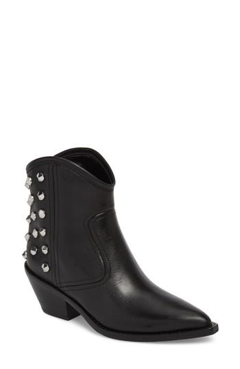Women's Marc Fisher Baily Studded Western Bootie M - Black