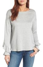 Women's Gibson Ruffle Boat Neck Sweatshirt - Grey