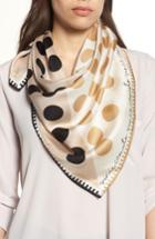 Women's Vince Camuto Polka Stripe Square Silk Scarf, Size - Beige