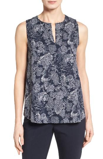Women's Classiques Entier Gathered Neck Keyhole Top - Blue