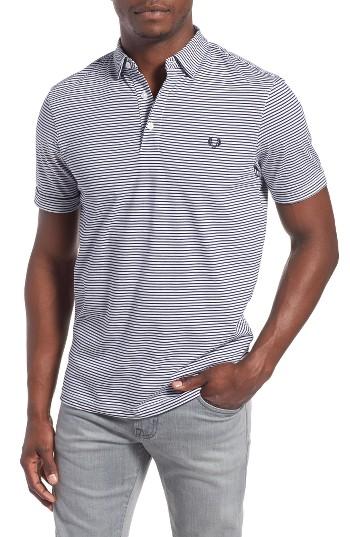 Men's Fred Perry Extra Trim Fit Stripe Jersey Polo - Blue