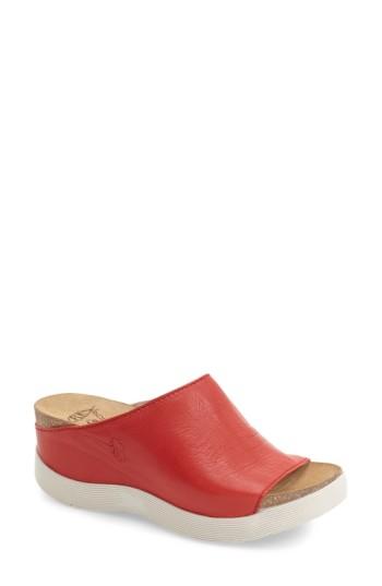 Women's Fly London 'wigg' Platform Wedge Slide Sandal -8.5us / 39eu - Red