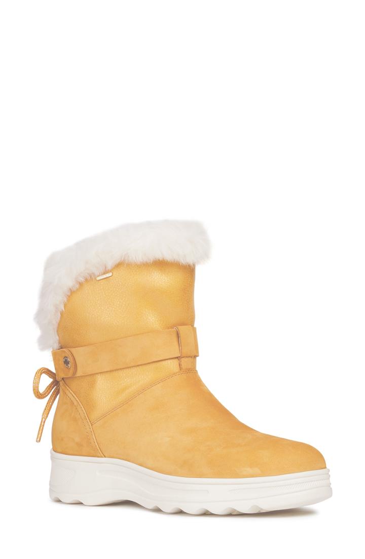 Women's Geox Hosmos Abx Waterproof Faux Fur Trim Boot Us / 35eu - Yellow