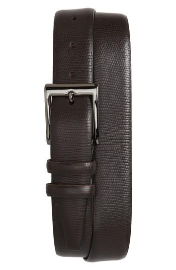 Men's Torino Belts Lizard Embossed Leather Belt - Brown