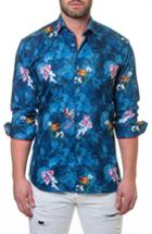 Men's Maceoo Wall Street Blossom Blue Sport Shirt (xxl) - Blue