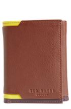 Men's Ted Baker London Vien Corner Detail Trifold Leather Wallet - Brown