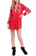 Women's Free People Mia Embroidered Minidress, Size - Red