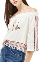 Women's Topshop Bardot Embroidered Top