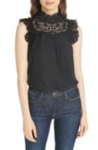 Women's Kate Spade New York Lace Yoke Sleeveless Top, Size - Black