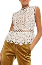 Women's Topshop Eyelet Lace Shell Blouse Us (fits Like 0) - Ivory