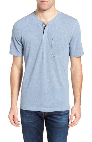Men's 1901 Pique Cotton Blend Henley, Size - Blue