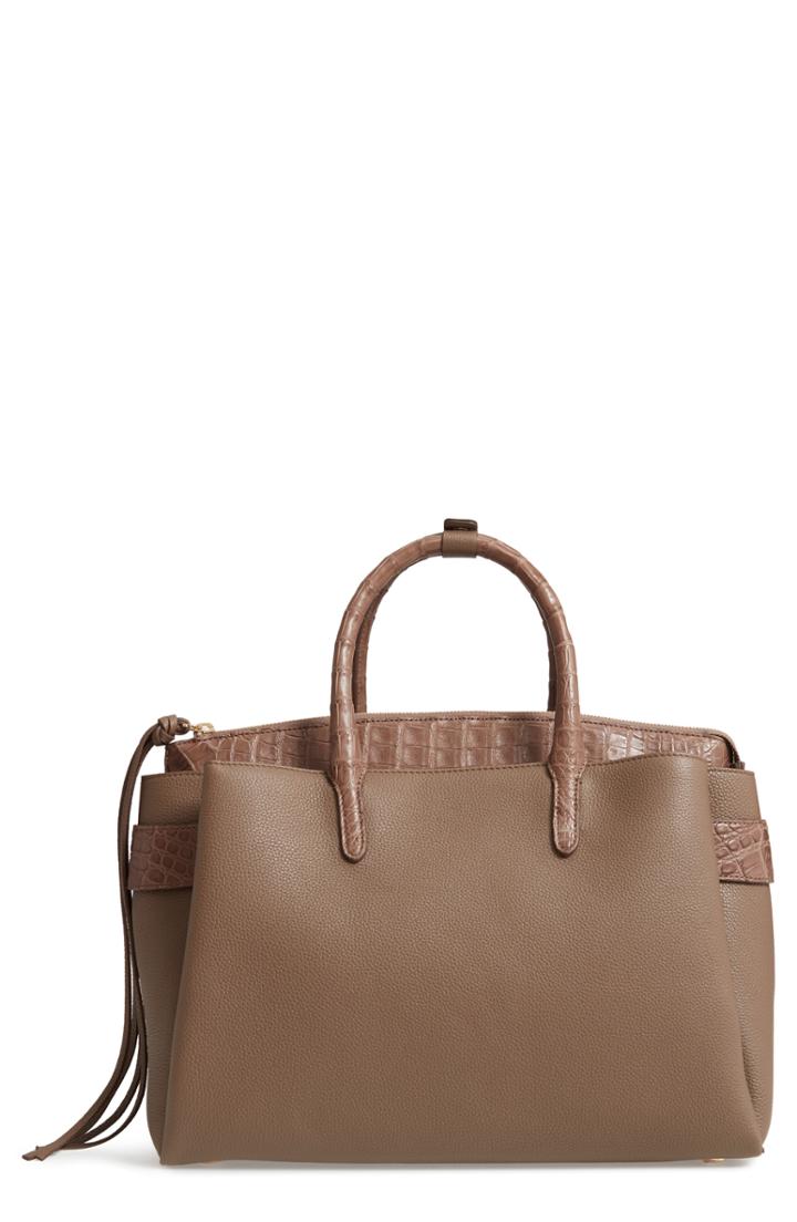Nancy Gonzalez Cristie Leather & Genuine Crocodile Satchel - Beige