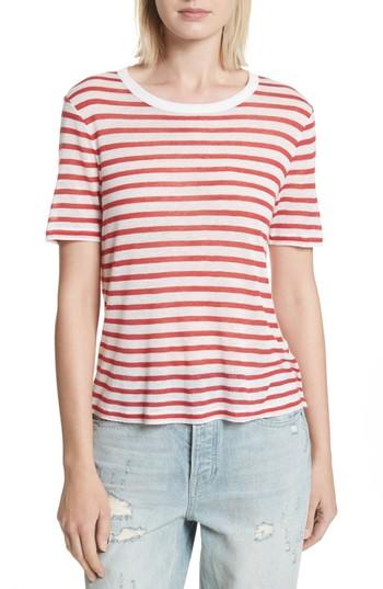 Women's Alexander Wang Classic Stripe Slub Jersey Tee - Red