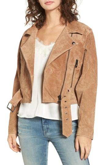 Women's Blanknyc Dolman Sleeve Sueded Moto Jacket - Beige