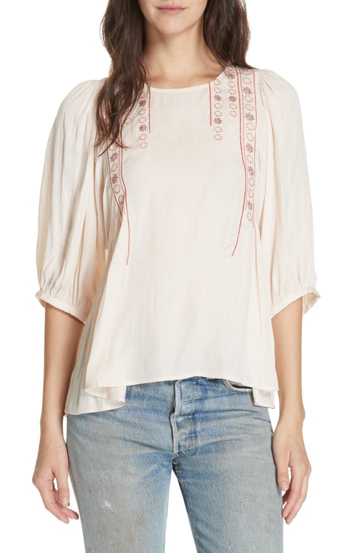 Women's Dolan Nicole Embroidered Top, Size - Ivory