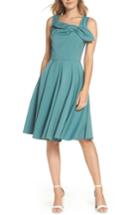 Women's Gal Meets Glam Collection Zoe Bow Neckline Fit & Flare Dress - Blue/green
