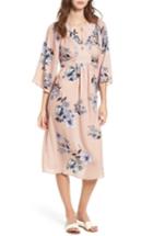 Women's One Clothing Floral Print Kimono Midi Dress - Brown