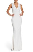 Women's Dress The Population Karina Plunge Mermaid Gown - White