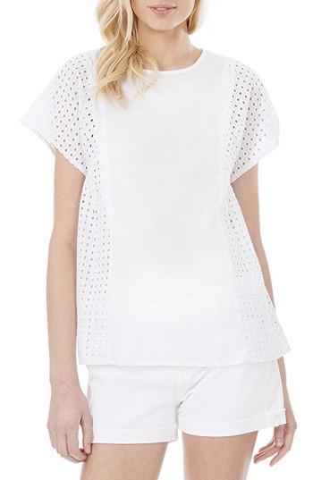 Women's Loyal Hana 'tara' Eyelet Panel Maternity/nursing Blouse - White