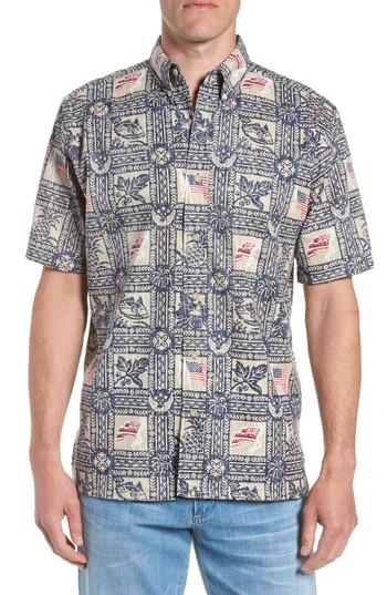 Men's Reyn Spooner Summer Commemorative 2018 Classic Fit Print Sport Shirt - Blue
