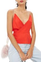 Women's Topshop Diamante Strap Camisole Us (fits Like 0-2) - Red