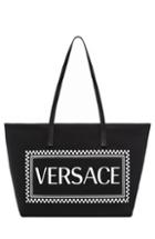 Versace Logo Canvas Tote - Black