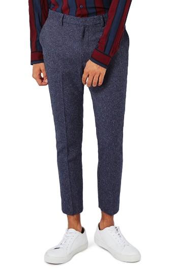 Men's Topman Ultra Skinny Fit Crop Trousers X 30 - Blue