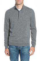 Men's Nordstrom Men's Shop Regular Fit Quarter Zip Cashmere Sweater, Size - Grey
