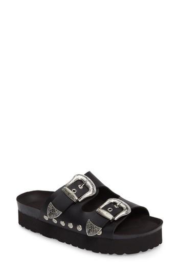 Women's Topshop Fisher Buckled Platform Slide Sandal .5us / 37eu - Black