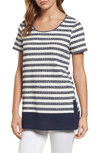 Women's Chaus Jasper Stripe Mixed Media Top - Blue