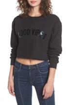 Women's Sub Urban Riot Good Vibes Gigi Crop Sweatshirt - Black